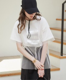 Tシャツ/カットソー（シルバー/銀色系・前面プリント