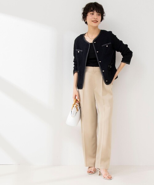NOLLEY’S Sophi(ノーリーズソフィ)の「コンパクトベアテレコ2WAYタンクトップ(タンクトップ・レディース・グレイッシュベージュ/ブラック/オフホワイト・FREE)」の9枚目の写真