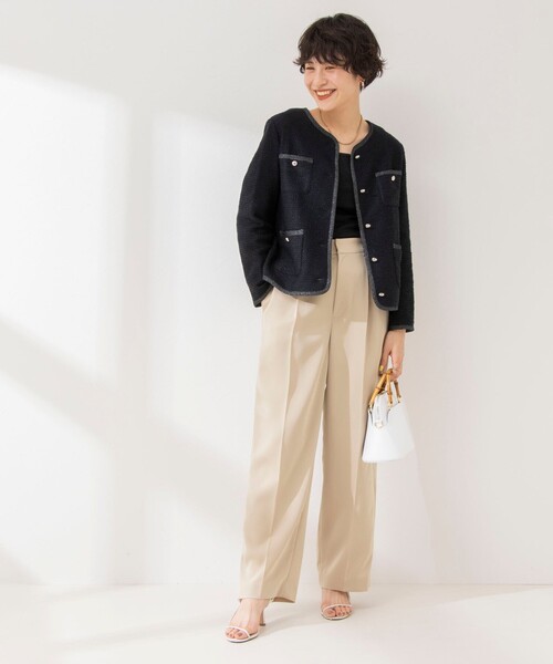 NOLLEY’S Sophi(ノーリーズソフィ)の「コンパクトベアテレコ2WAYタンクトップ(タンクトップ・レディース・グレイッシュベージュ/ブラック/オフホワイト・FREE)」の10枚目の写真