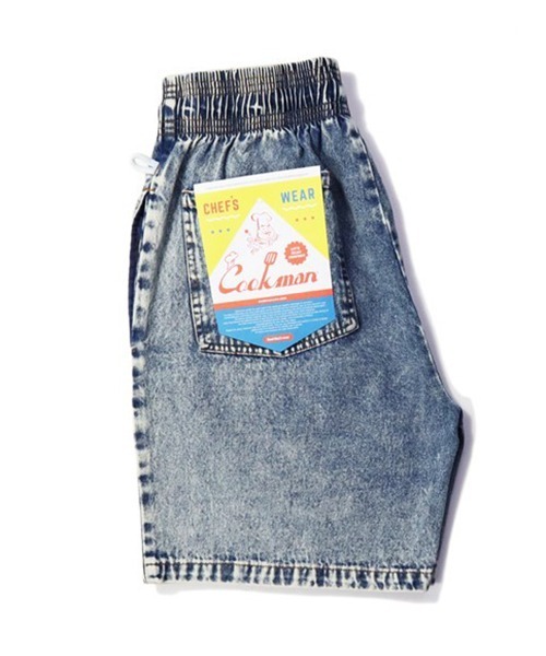 COOKMAN(クックマン)の「Cookman クックマン シェフ ショートパンツ ハーフパンツ イージーパンツ Snow Washed Denim Blue(デニムパンツ・メンズ・ケミカルウォッシュ・LARGE/MEDIUM)」の2枚目の写真
