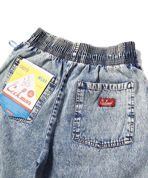 COOKMAN(クックマン)の「Cookman クックマン シェフ ショートパンツ ハーフパンツ イージーパンツ Snow Washed Denim Blue(デニムパンツ・メンズ・ケミカルウォッシュ・LARGE/MEDIUM)」の4枚目の写真