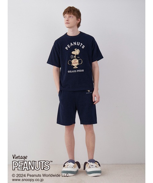 スヌーピー GELATO PIQUE ルームウェア ネイビー gelato pique(ジェラートピケ)の「【PEANUTS】【HOMME】TENNIS