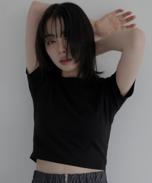 LIAN（リアン）の「シンプルミニT（Tシャツ/カットソー・レディース・杢グレー/レッド/ブラック/オフホワイト・FREE）」の12枚目の写真