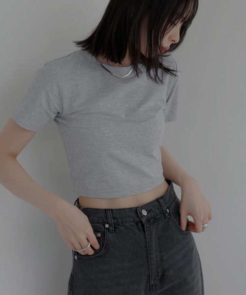 LIAN（リアン）の「シンプルミニT（Tシャツ/カットソー・レディース・杢グレー/レッド/ブラック/オフホワイト・FREE）」の13枚目の写真