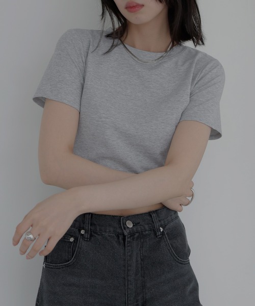 LIAN（リアン）の「シンプルミニT（Tシャツ/カットソー・レディース・杢グレー/レッド/ブラック/オフホワイト・FREE）」の14枚目の写真