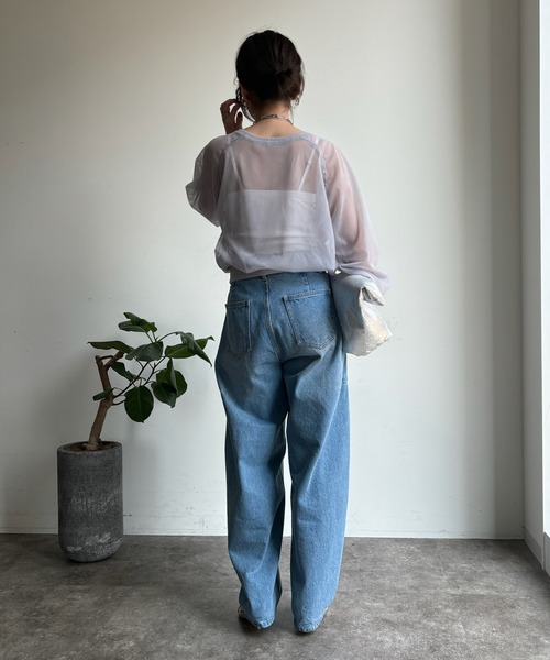 DouDou(ドゥドゥ)の「【WEB限定】チュールラウンドネックプルオーバー(Tシャツ/カットソー・レディース・ブラック/グレー/ネイビー・FREE)」の8枚目の写真