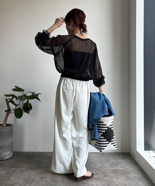 DouDou(ドゥドゥ)の「【WEB限定】チュールラウンドネックプルオーバー(Tシャツ/カットソー・レディース・ブラック/グレー/ネイビー・FREE)」の17枚目の写真
