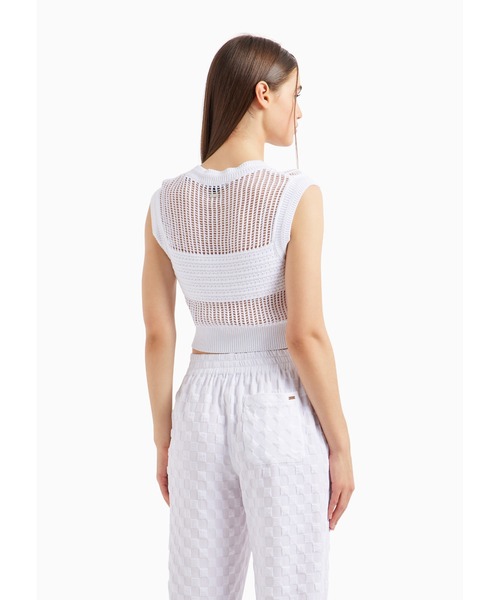 ARMANI EXCHANGE（アルマーニエクスチェンジ）の「【A|X アルマーニ エクスチェンジ】ボーダーメッシュ コットンニットノースリーブトップス（ニット/セーター・レディース・ピンク/ラベンダー/ホワイト系その他・LARGE/MEDIUM/X-SMALL/SMALL）」の8枚目の写真