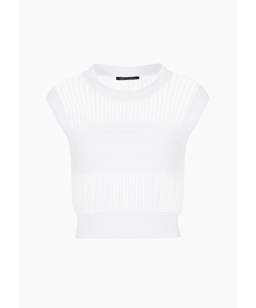 ニット セーター 「A|X アルマーニ エクスチェンジ」ボーダーメッシュ　コットンニットノースリーブトップス レディース ARMANI EXCHANGE ニット セーター 「A|X アルマーニ