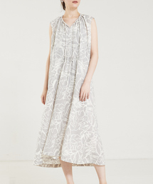 qualite | ボタニカルプリントギャザーワンピース(ワンピース)