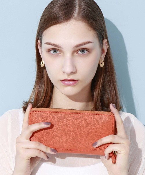 TOPKAPI（トプカピ）の「COLORATO［コロラート］角シボ型押し・ラウンドファスナー長財布（財布・レディース・グレイッシュベージュ/ライトブラウン/グレイッシュブルー/レモンイエロー/ミント/ネイビー/ピンク/ライトピンク/オレンジ/キャメル・FREE）」の10枚目の写真