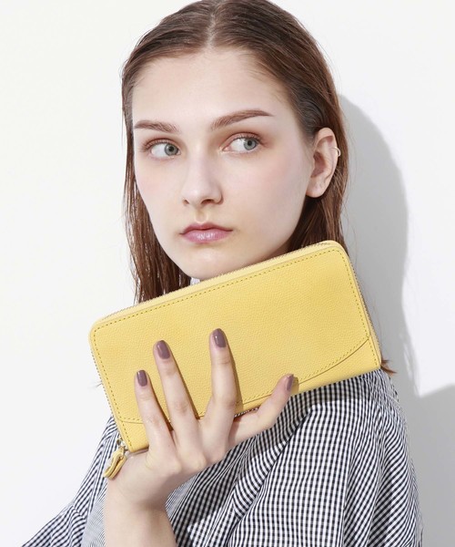 TOPKAPI（トプカピ）の「COLORATO［コロラート］角シボ型押し・ラウンドファスナー長財布（財布・レディース・グレイッシュベージュ/ライトブラウン/グレイッシュブルー/レモンイエロー/ミント/ネイビー/ピンク/ライトピンク/オレンジ/キャメル・FREE）」の7枚目の写真