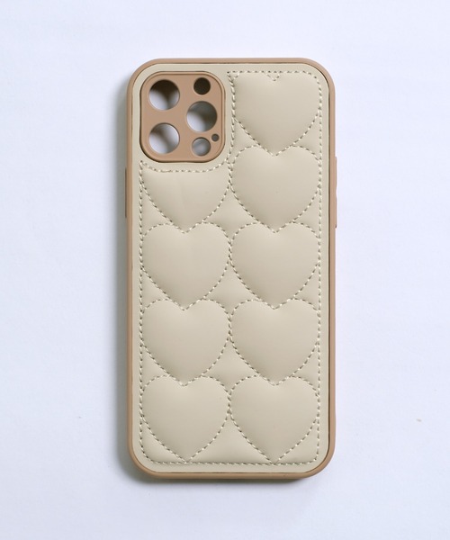 セール】韓国風 合成皮革 ハートキルティング Iphoneケース
