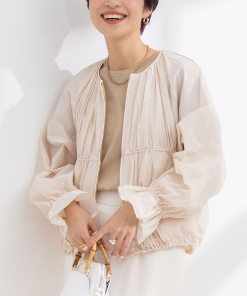 NOLLEY’S（ノーリーズ）の「シアータフタ袖口フリルブルゾン（ブルゾン・レディース・ブラック/オフホワイト・FREE）」の14枚目の写真