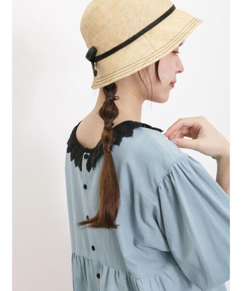 Samansa Mos2（サマンサ モスモス）の「綿麻襟配色前後着ブラウス（シャツ/ブラウス・レディース・キナリ/ベージュ系その他/ブルー・F）」の3枚目の写真