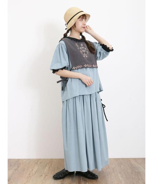 Samansa Mos2（サマンサ モスモス）の「綿麻襟配色前後着ブラウス（シャツ/ブラウス・レディース・キナリ/ベージュ系その他/ブルー・F）」の11枚目の写真