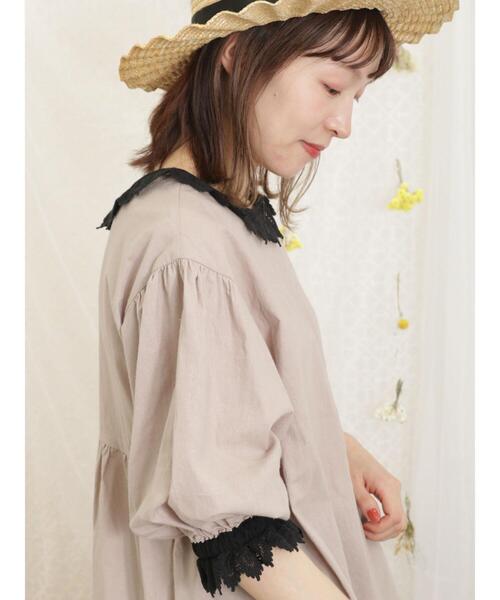 Samansa Mos2（サマンサ モスモス）の「綿麻襟配色前後着ブラウス（シャツ/ブラウス・レディース・キナリ/ベージュ系その他/ブルー・F）」の14枚目の写真