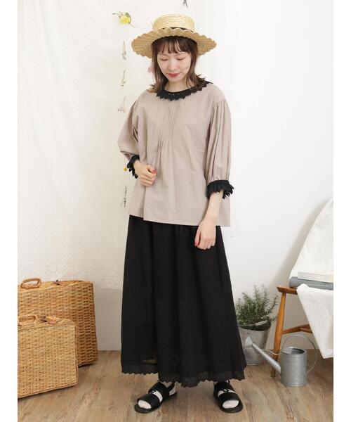 Samansa Mos2（サマンサ モスモス）の「綿麻襟配色前後着ブラウス（シャツ/ブラウス・レディース・キナリ/ベージュ系その他/ブルー・F）」の16枚目の写真