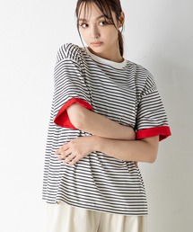 【2LOOK仕様】袖のバイカラーアクセントが魅力のTシャツ