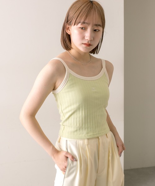 mline（エムライン）の「【4色展開】[mline]配色刺繍タンクトップ（タンクトップ・レディース・ブラック/オフホワイト/イエロー/グリーン・FREE）」の13枚目の写真