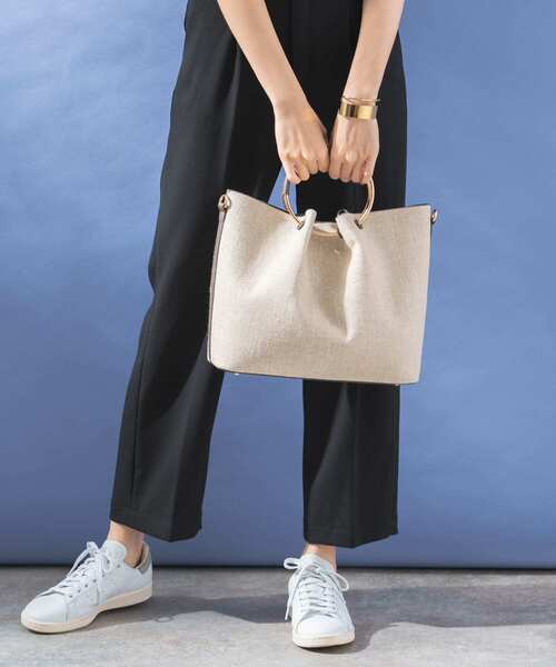 URBAN RESEARCH ROSSO WOMEN（アーバンリサーチ　ロッソ）の「リングハンドルファブリックバッグ（ハンドバッグ・レディース・ライトブラウン/ブラウン・-）」の4枚目の写真