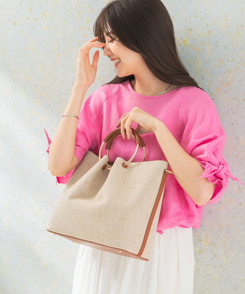 URBAN RESEARCH ROSSO WOMEN（アーバンリサーチ　ロッソ）の「リングハンドルファブリックバッグ（ハンドバッグ・レディース・ライトブラウン/ブラウン・-）」の5枚目の写真