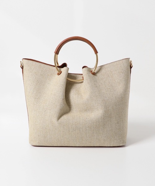 URBAN RESEARCH ROSSO WOMEN（アーバンリサーチ　ロッソ）の「リングハンドルファブリックバッグ（ハンドバッグ・レディース・ライトブラウン/ブラウン・-）」の7枚目の写真