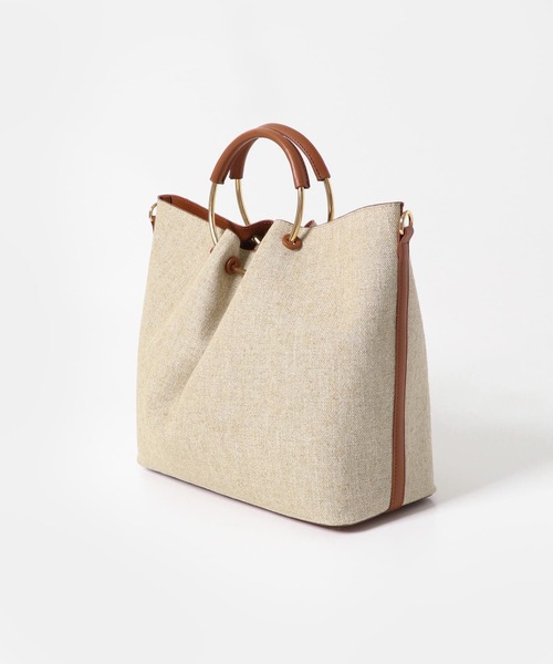 URBAN RESEARCH ROSSO WOMEN（アーバンリサーチ　ロッソ）の「リングハンドルファブリックバッグ（ハンドバッグ・レディース・ライトブラウン/ブラウン・-）」の8枚目の写真