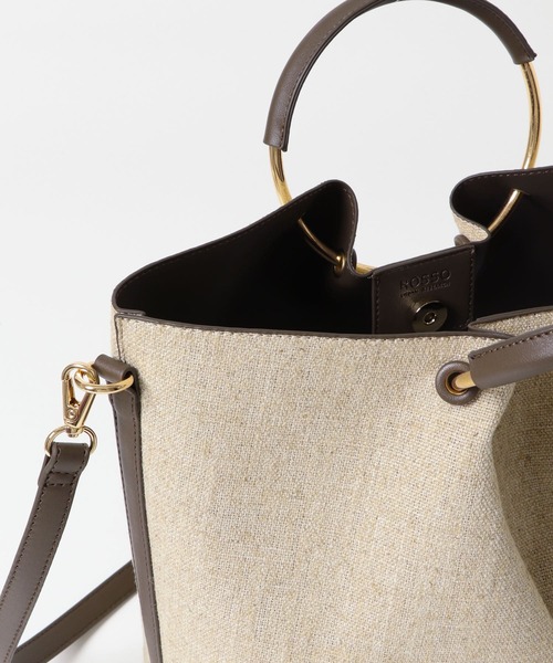 URBAN RESEARCH ROSSO WOMEN（アーバンリサーチ　ロッソ）の「リングハンドルファブリックバッグ（ハンドバッグ・レディース・ライトブラウン/ブラウン・-）」の12枚目の写真