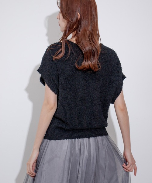 Jayro（ジャイロ）の「ロングバイルヤーンショートスリーブプルオーバー（Tシャツ/カットソー・レディース・ブラック/ブルー系その他6/ホワイト系その他・FREE）」の6枚目の写真
