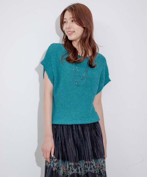 Jayro（ジャイロ）の「ロングバイルヤーンショートスリーブプルオーバー（Tシャツ/カットソー・レディース・ブラック/ブルー系その他6/ホワイト系その他・FREE）」の8枚目の写真
