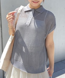 Meli rich | メッシュニットフレンチポロシャツ(ポロシャツ)