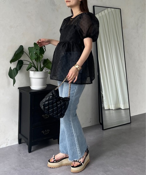 prose verse（プロズヴェール）の「【ドット柄】フロッキードットオーガンジーペプラムブラウス（シャツ/ブラウス・レディース・ブラック/アイボリー・LARGE/MEDIUM）」の18枚目の写真