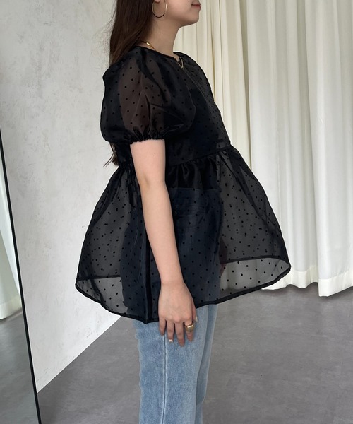 prose verse（プロズヴェール）の「【ドット柄】フロッキードットオーガンジーペプラムブラウス（シャツ/ブラウス・レディース・ブラック/アイボリー・LARGE/MEDIUM）」の21枚目の写真