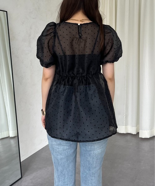prose verse（プロズヴェール）の「【ドット柄】フロッキードットオーガンジーペプラムブラウス（シャツ/ブラウス・レディース・ブラック/アイボリー・LARGE/MEDIUM）」の22枚目の写真