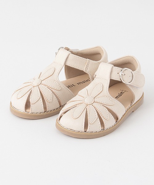 petit main(プティマイン)の「スエードお花サンダル(サンダル・キッズ・アイボリー/ラベンダー/キャメル・16cm/19cm/17cm/18cm/15cm)」の2枚目の写真