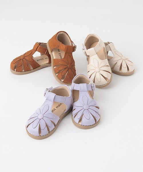 petit main(プティマイン)の「スエードお花サンダル(サンダル・キッズ・アイボリー/ラベンダー/キャメル・16cm/19cm/17cm/18cm/15cm)」の4枚目の写真