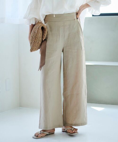 le.coeur blanc（ルクールブラン）の「麻ワイドクロップドパンツ（その他パンツ・レディース・グレー/サックスブルー/オレンジ/ベージュ・36/38）」の3枚目の写真