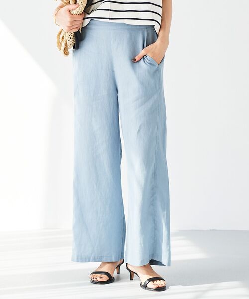 le.coeur blanc（ルクールブラン）の「麻ワイドクロップドパンツ（その他パンツ・レディース・グレー/サックスブルー/オレンジ/ベージュ・36/38）」の4枚目の写真