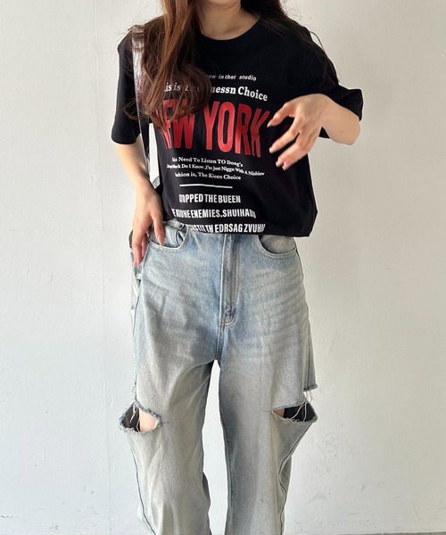 VitaFelice(ヴィータフェリーチェ)の「英字ロゴビッグTシャツ(Tシャツ/カットソー・レディース・ホワイト/ブラック/グレー・FREE)」の13枚目の写真