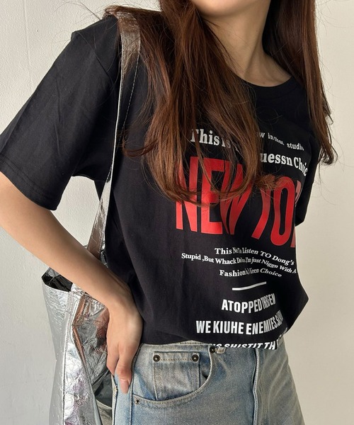 VitaFelice(ヴィータフェリーチェ)の「英字ロゴビッグTシャツ(Tシャツ/カットソー・レディース・ホワイト/ブラック/グレー・FREE)」の14枚目の写真