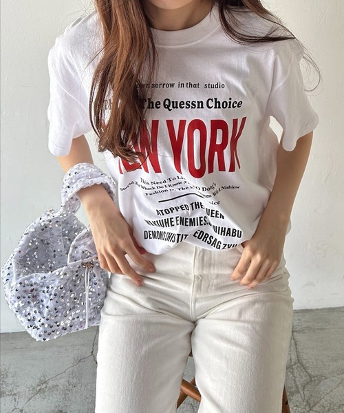 VitaFelice(ヴィータフェリーチェ)の「英字ロゴビッグTシャツ(Tシャツ/カットソー・レディース・ホワイト/ブラック/グレー・FREE)」の6枚目の写真