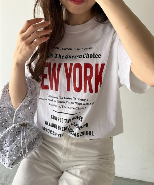 VitaFelice(ヴィータフェリーチェ)の「英字ロゴビッグTシャツ(Tシャツ/カットソー・レディース・ホワイト/ブラック/グレー・FREE)」の7枚目の写真