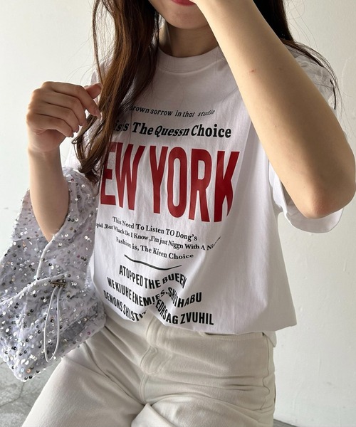 VitaFelice(ヴィータフェリーチェ)の「英字ロゴビッグTシャツ(Tシャツ/カットソー・レディース・ホワイト/ブラック/グレー・FREE)」の11枚目の写真
