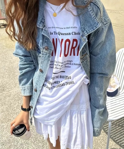 VitaFelice(ヴィータフェリーチェ)の「英字ロゴビッグTシャツ(Tシャツ/カットソー・レディース・ホワイト/ブラック/グレー・FREE)」の21枚目の写真
