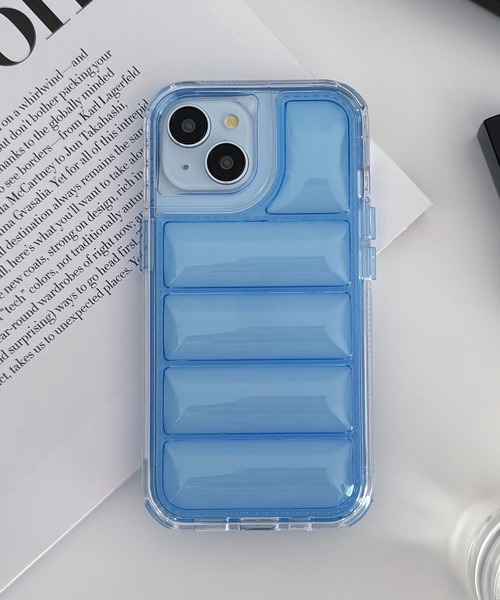 ダウンクリアケース iPhone15 15Pro もこもこ iPhoneケース