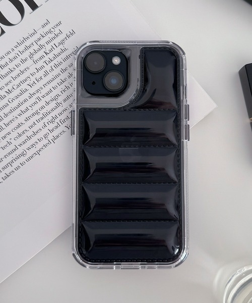 ダウンクリアケース iPhone15 15Pro もこもこ iPhoneケース