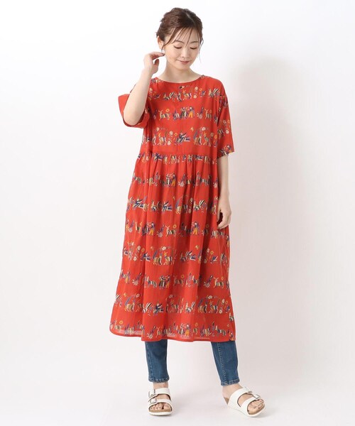 one'sterrace(ワンズテラス)の「オトミ半袖2WAYワンピース(ワンピース・レディース・ネイビー系5/レッド系9・00)」の4枚目の写真