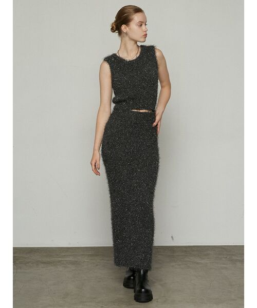 EMODA（エモダ）の「フラッフィーニットマキシスカート（スカート・レディース・アイボリー/グレー/ブラック・FREE）」の7枚目の写真