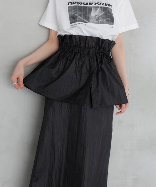 新品・未使用】スカート裾除け 黒 薄手光沢生地 撥水加工 フリル2段